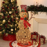 Champagne Gold PET Outdoor Lighted Christmas snowman, 4ft