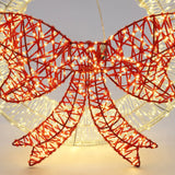 Light wreath and red bowtie, with timer light - LuxenHome