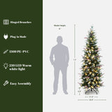 Pre-Lit Frosted Pencil Artificial Christmas Tree, 7.5ft