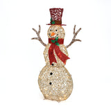 Champagne Gold PET Outdoor Lighted Christmas snowman, 4ft