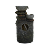 Gray 4-bowl and 5-tier polyresin outdoor water fountain with lights - LuxenHome