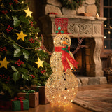 Champagne Gold PET Outdoor Lighted Christmas snowman, 4ft