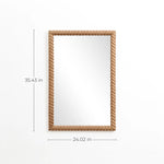 Decorative wall mirror with a twisted rope frame crafted from natural beech wood. Dimensions are 35.43 inches in height and 24.02 inches in width, making it perfect for elegant home decor.