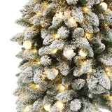 Pre-Lit Flocked Artificial Christmas Tree with Base, 7ft