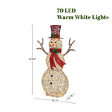 Champagne Gold PET Outdoor Lighted Christmas snowman, 4ft