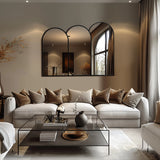 beautiful-black-metal-frame-arch-mirror-set-of-3-on-the-wall-in-the-living-room