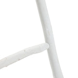 Close-up of a rustic charm blanket ladder made from white fir wood, showcasing two intersecting rungs against a white background.