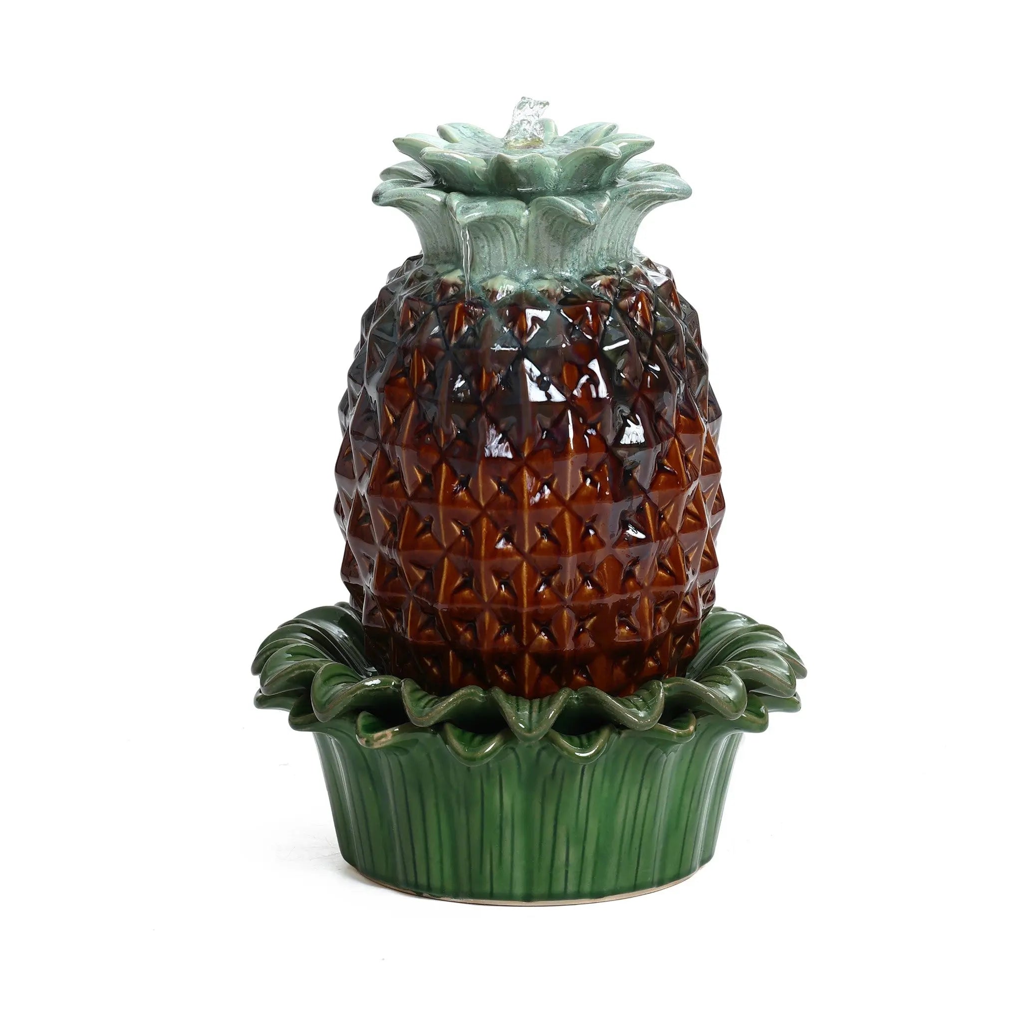 Pineapple ceramic tabletop bubbler water fountain - LuxenHome
