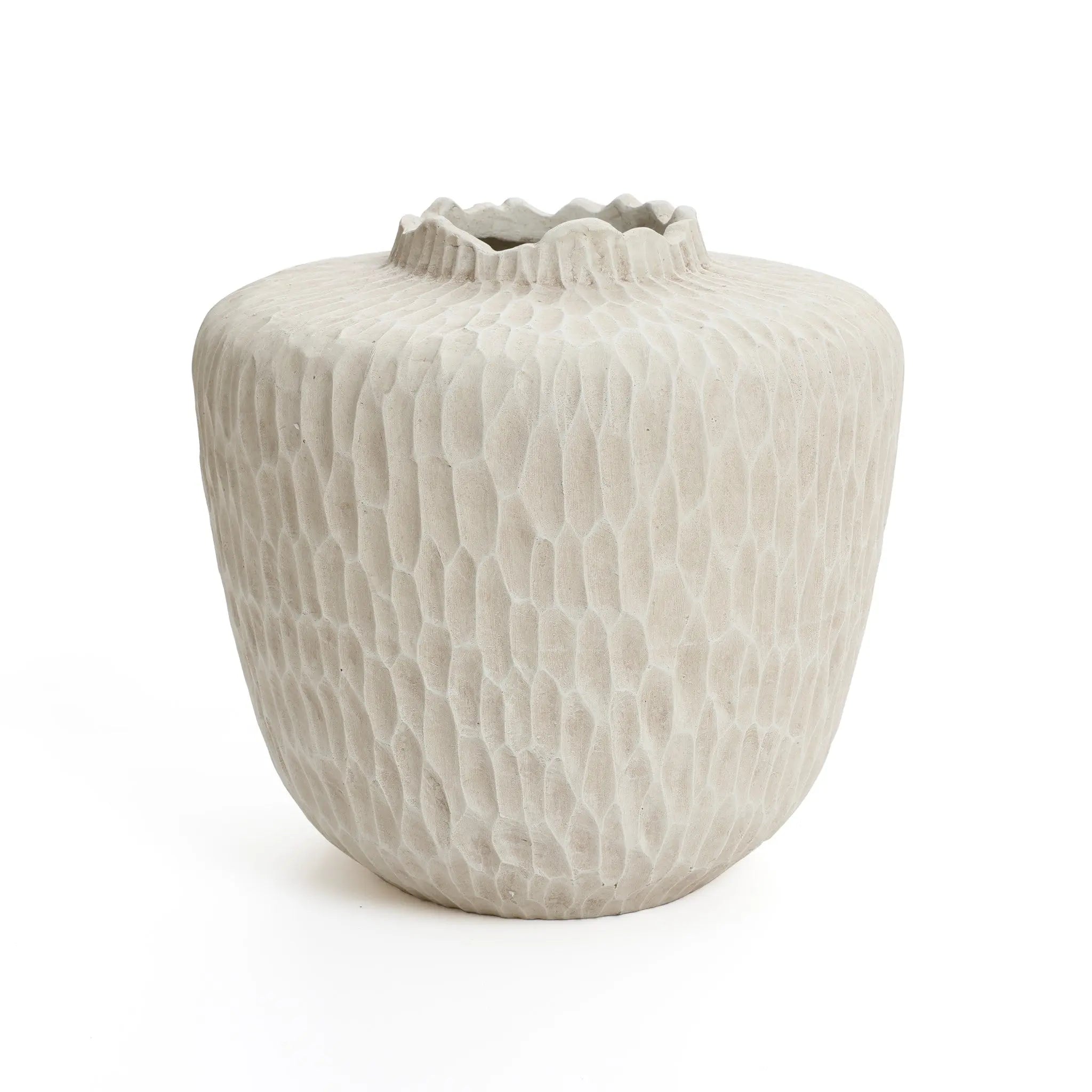 Beige beehive round MgO Vase, 12.8'' h - LuxenHome