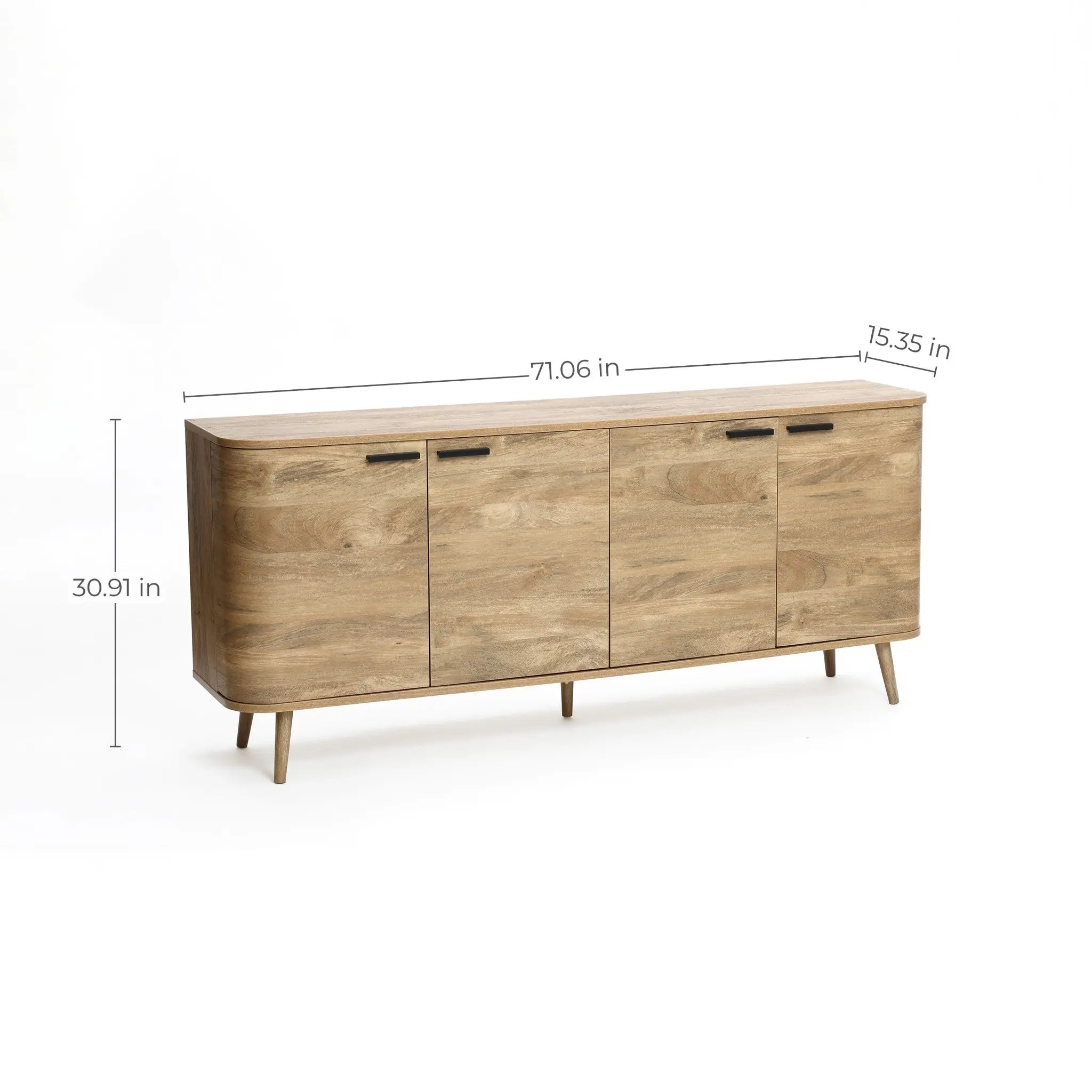 Anya oak finish 4-door sideboard cabinet - LuxenHome