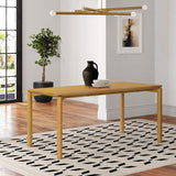 Oak veneer wood rectangle dining table with rubberwood legs - LuxenHome