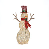 Champagne Gold PET Outdoor Lighted Christmas snowman, 4ft