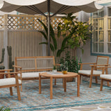 Belmont solid wood round outdoor coffee table - LuxenHome