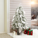 Unlit Potted Christmas Tree with White Tips,4Ft