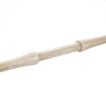 A rustic blanket ladder crafted from birch wood features a wooden rod with tapered ends, set against a plain white background, making it an ideal home decor accessory.