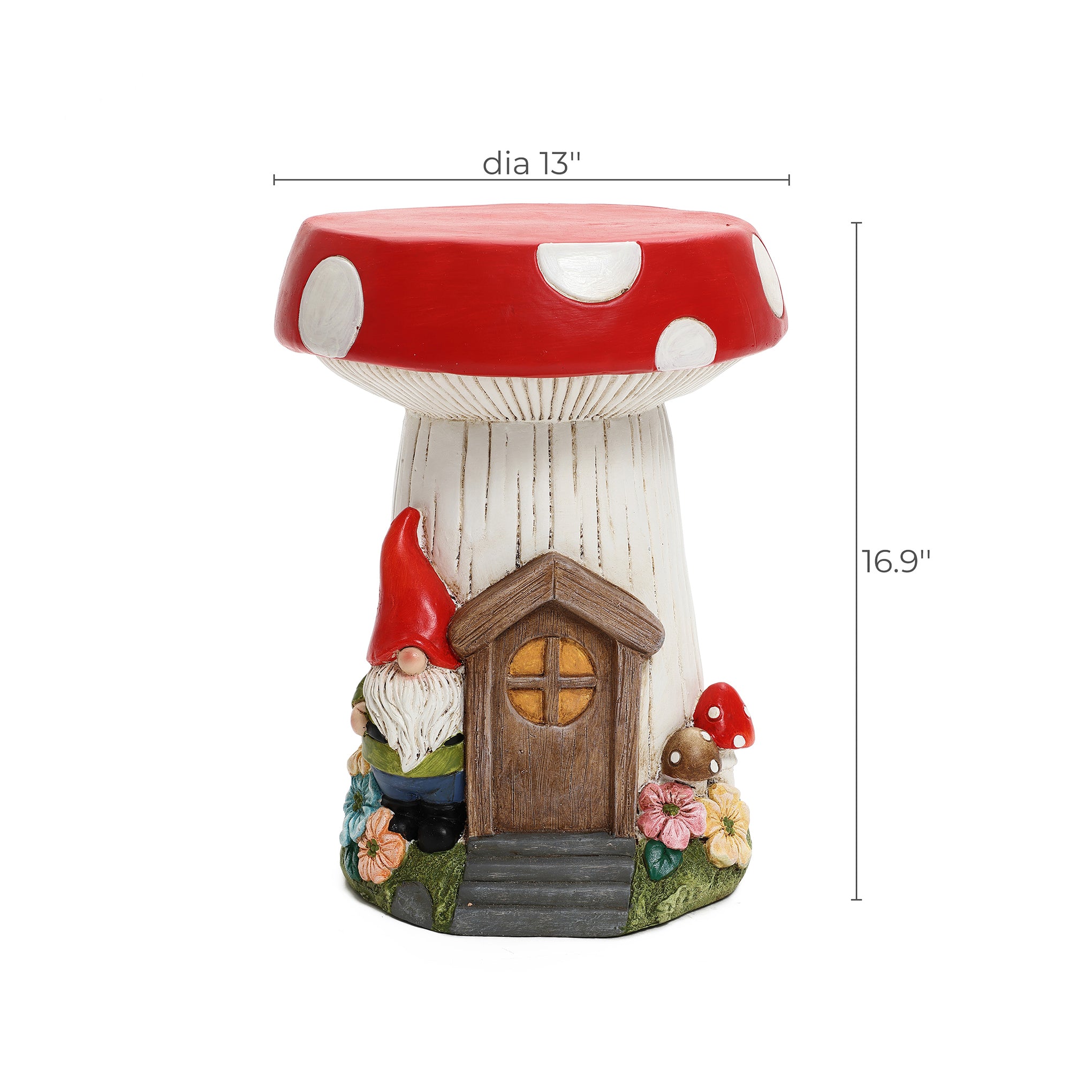LuxenHome Gnome Mushroom MgO Indoor and Outdoor Sculpture Side Table - LuxenHome