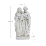 This marble-like polyresin statue depicts a family tenderly holding a child. Standing at 19.29 inches tall, 9.84 inches wide, and 5.51 inches deep, its a perfect piece of religious decor for any setting.