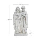 This marble-like polyresin statue depicts a family tenderly holding a child. Standing at 19.29 inches tall, 9.84 inches wide, and 5.51 inches deep, its a perfect piece of religious decor for any setting.