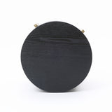 Round Wood Storage Side Table with Metal Stand,21.65''