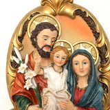 Oval Religious Holy Family Wall Plaque for Prayer Room, 12.6"