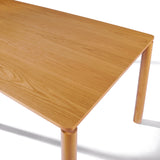 Oak veneer wood rectangle dining table with rubberwood legs - LuxenHome
