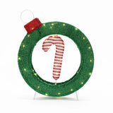 Candy cane lighted wreath outdoor christmas decoration, 1.9 ft tall - LuxenHome
