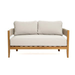 A wooden framed Rope Sides Loveseat with beige seat and back cushions, shown against a plain white background.