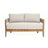 A wooden framed Rope Sides Loveseat with beige seat and back cushions, shown against a plain white background.