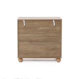 Natural Finish Engineered Wood storage Cabinet withRound Ball Legs, 16"