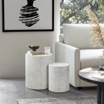 Fluted Cement Nesting Side Table Set - LuxenHome