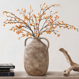 Handcrafted Ceramic Jug Vase, Marble Brown, 8.6" Wide