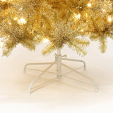 Pre-Lit Gold Tinsel Pine Christmas Tree with Stand,,7.5Ft