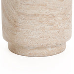 Travertine-Style Round Textured MgO Side Table - LuxenHome