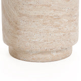 Travertine-Style Round Textured MgO Side Table - LuxenHome