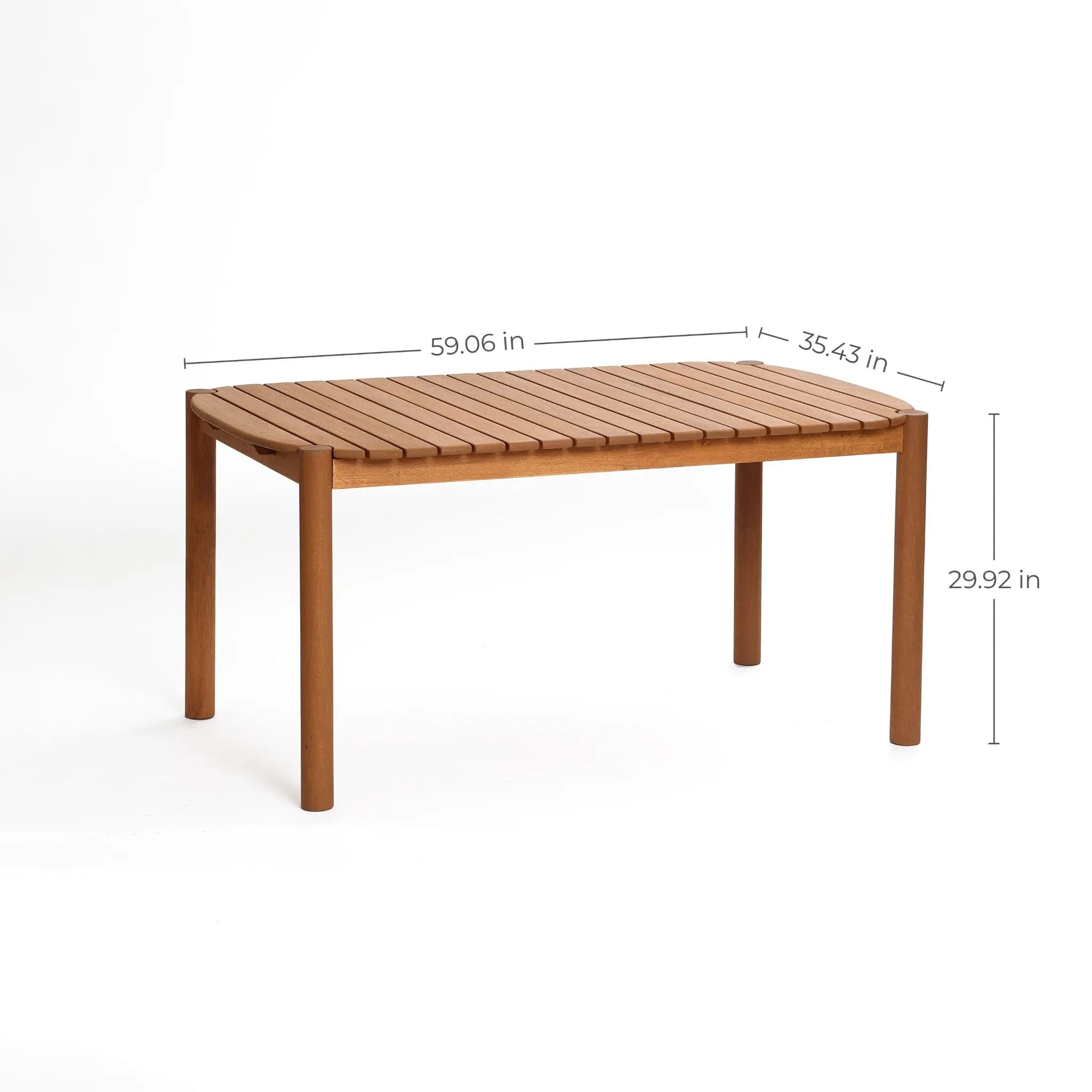 Solana solid wood rectangle outdoor dining table, 6-person - LuxenHome