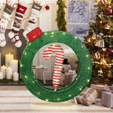 Candy cane lighted wreath outdoor christmas decoration, 1.9 ft tall - LuxenHome