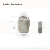 Rustic Gray & Brown Round Terracotta Vase with Handles,13.4''