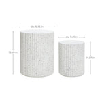 Fluted Cement Nesting Side Table Set - LuxenHome