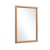 This elegant decorative wall mirror features a twisted rope-style frame crafted from natural beech wood, hanging gracefully on a plain white wall.