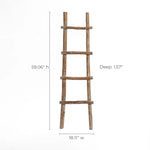 Solid wood blanket ladder with five rungs beautifully combines rustic charm and modern functionality. Measuring 59.06 inches high, 18.11 inches wide, and 1.57 inches deep, it will add character to any space while offering practical storage for your favorite throws or linens.