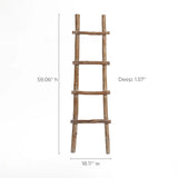 Solid wood blanket ladder with five rungs beautifully combines rustic charm and modern functionality. Measuring 59.06 inches high, 18.11 inches wide, and 1.57 inches deep, it will add character to any space while offering practical storage for your favorite throws or linens.
