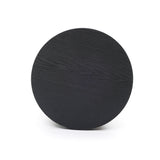 Bella Round Wood Fluted Side Table,Black 19.29''