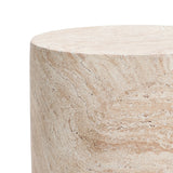 Travertine-Style Round Textured MgO Side Table - LuxenHome