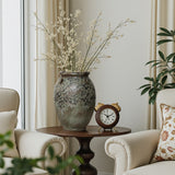 Antiqued Rustic Terracotta Flower Vase Green & Brown,14.5"