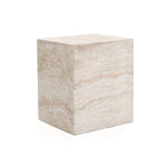 Travertine-Style Square MgO Side Table - LuxenHome