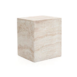 Travertine-Style Square MgO Side Table - LuxenHome