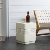 Speckled cement outdoor side table - LuxenHome