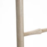 Close-up of a rustic blanket ladder crafted from wooden sticks, with a smaller intersecting branch, set against a white background. This charming home decor accessory adds an inviting touch to any space.