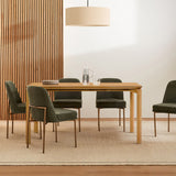 Oak veneer wood rectangle dining table with rubberwood legs - LuxenHome