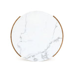 Natural wood finish coffee table with faux marble top - LuxenHome
